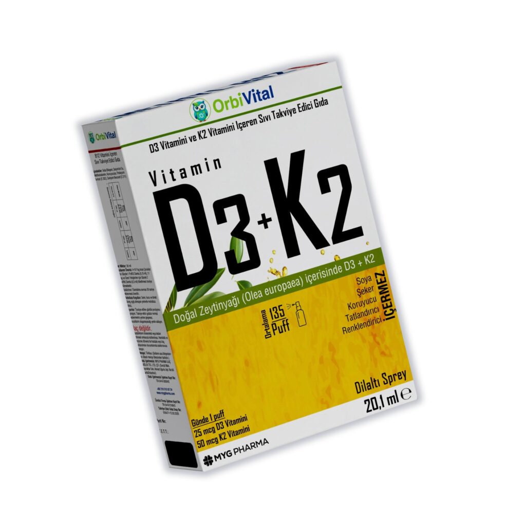 OrbiVital D3 ve K2 Vitamini sıvı (25 mcg + 50 mcg) 20,1 ml damla / sprey