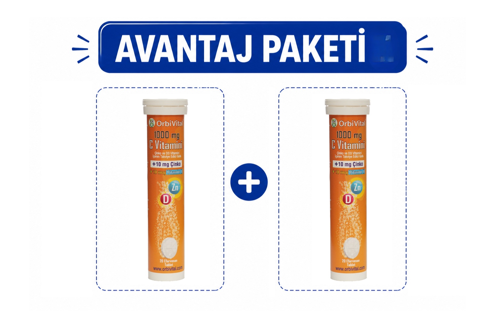 Adsız tasarım - 1 2'li Avantaj Paketi OrbiVital C Vitamini Çinko ve D3 Vitamini Efervesan Tablet - Görsel 1